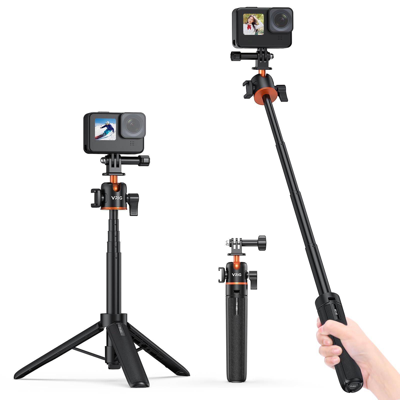 Amazon | VRIG ミニ三脚 アクションカメラ 三脚 ボールヘッド 自